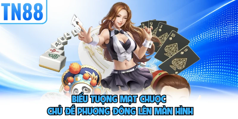 Biểu tượng mạt chược chủ đề phương Đông lên màn hình