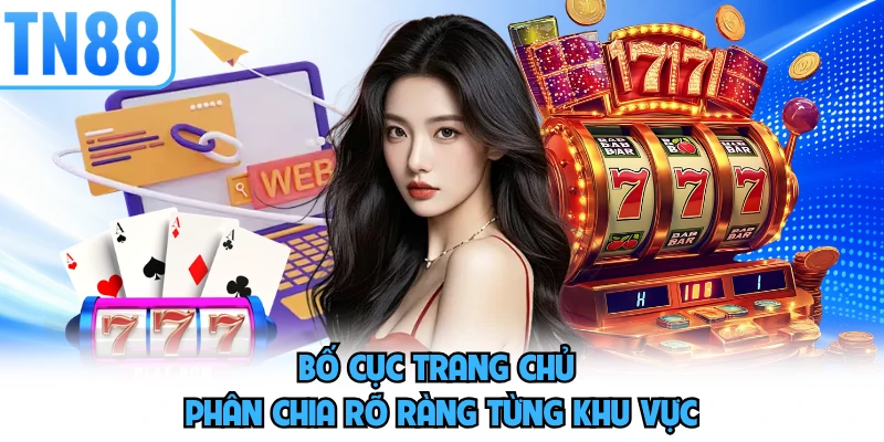 Bố cục trang chủ phân chia rõ ràng từng khu vực